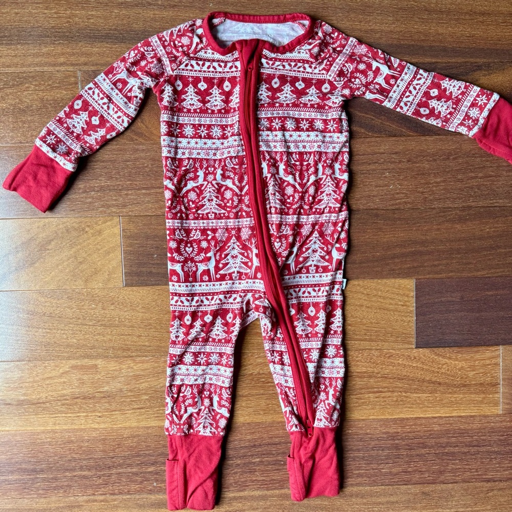 Little Sleepies Festive Red and White Footie